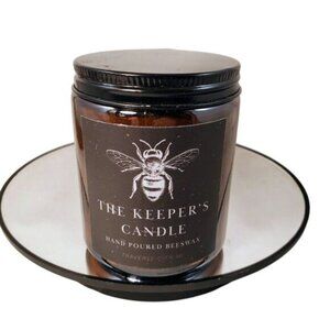 The Keeper’s Candle Beeswax Wood Wick Amber Jar Traverse City MI 14oz